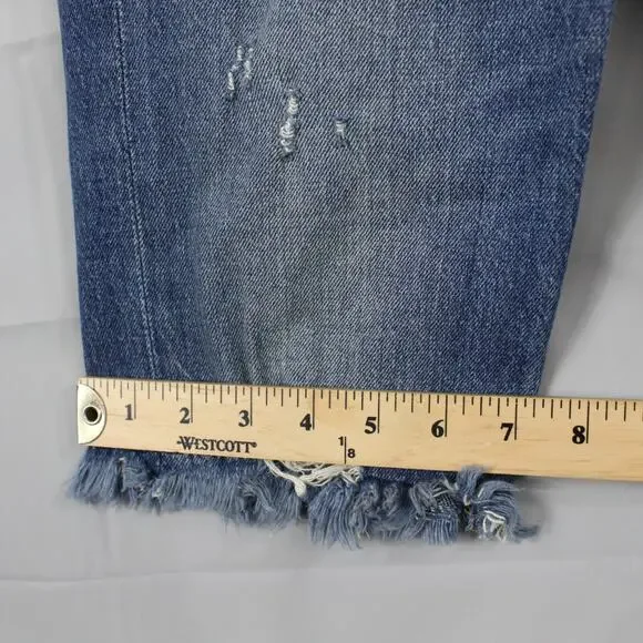 Frame Shorts Womens 24 Le Vintage Bermuda Heartbreaker Frayed Hem High Rise Blue - Picture 14 of 15